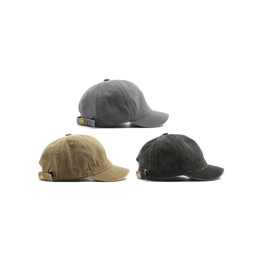 Capson 3-pack minimalist hats with low-profile fit and retro patina finish – logo-free essentials